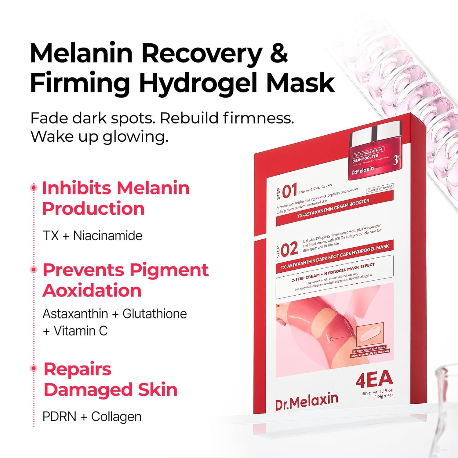 Dr.Melaxin TX-ASTAXANTHIN DARK SPOT CARE CREAM HYDEOGEL MASK 2g+34g*4ea 2