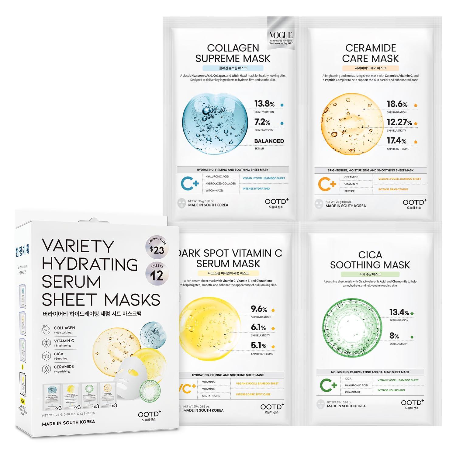 OOTD Variety Hydrating Essence Sheet Masks 12 sheets/ea