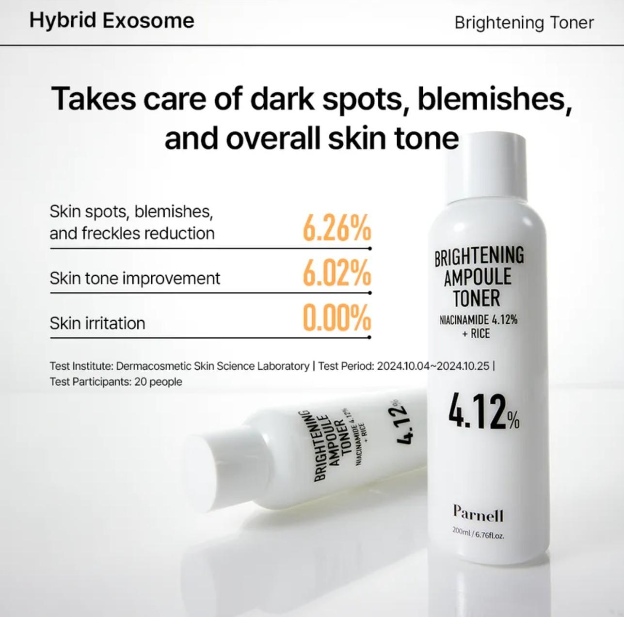 Parnell NIACINAMIDE 4.12 RICE BRIGHTENING AMPOULE TONER 200ml 3