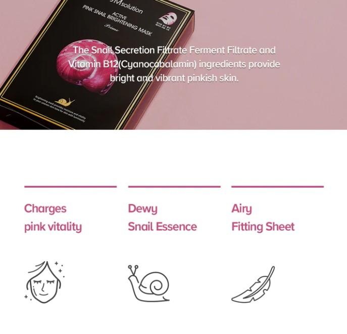 JMSOLUTION ACTIVE PINK SNAIL BRIGHTENING MASK 10 SHEETS 3