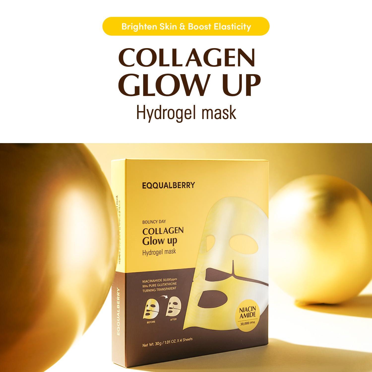 EQQUALBERRY Collagen Glow Up Hydrogel Mask 4ct 30g 2
