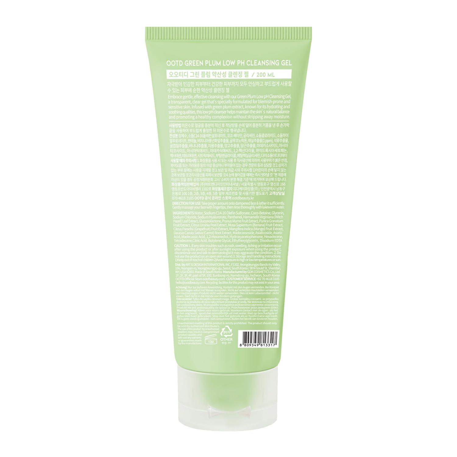 OOTD Green Plum Low Ph Cleansing Gel 200ml 6