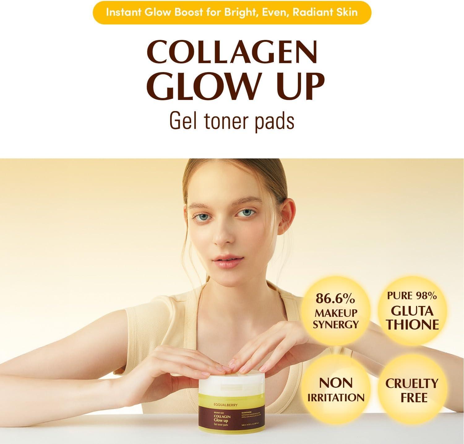 EQQUALBERRY COLLAGEN GLOW UP GEL TONER PADS 140ml | 60pads 2