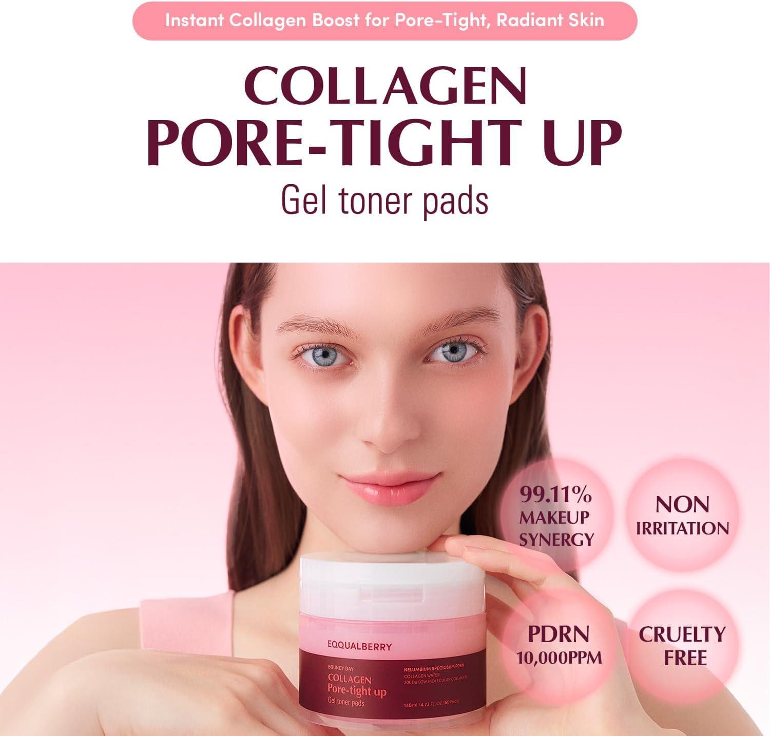 EQQUALBERRY COLLAGEN PORE-TIGHT UP GEL TONER PADS 140ml | 60pads 2