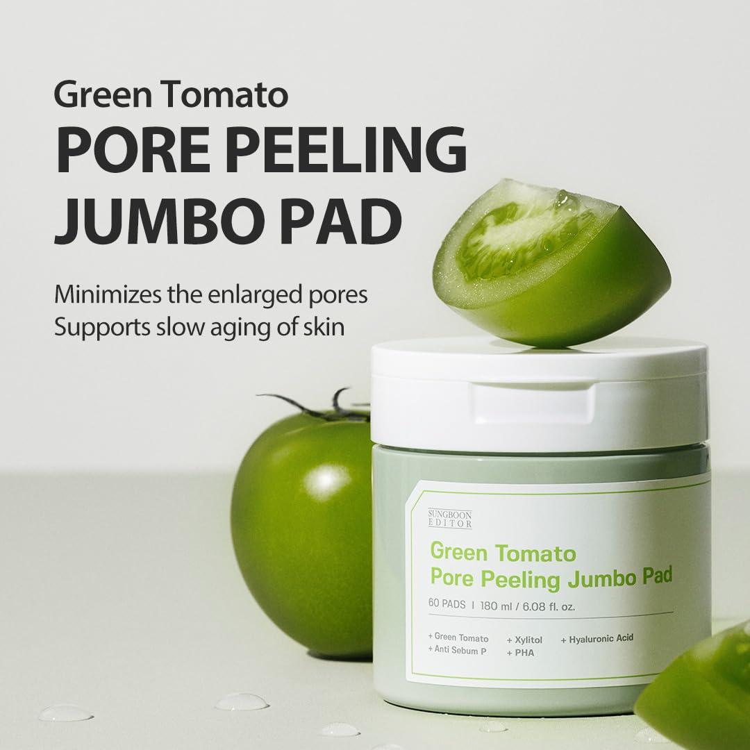 Sungboon Editor Green Tomato Pore Peeling Jumbo Pad 60pads, 180ml 2