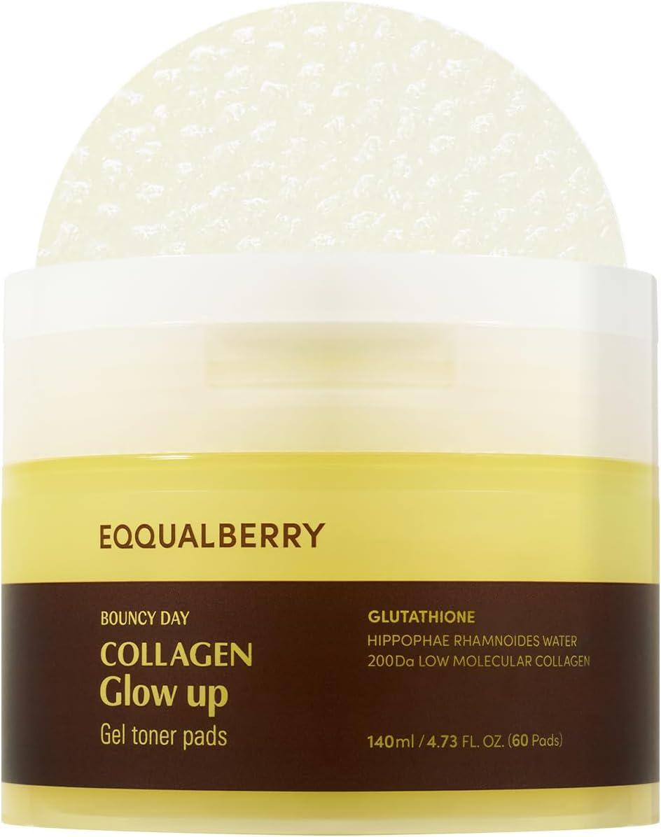 EQQUALBERRY COLLAGEN GLOW UP GEL TONER PADS 140ml | 60pads
